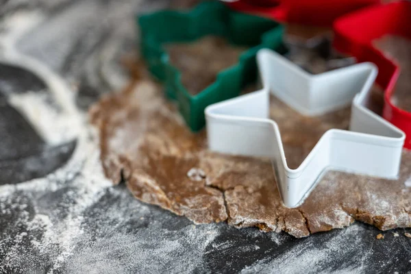 Star Christmas Cookie Cutter Tészta Másolási Hely Balra — Stock Fotó