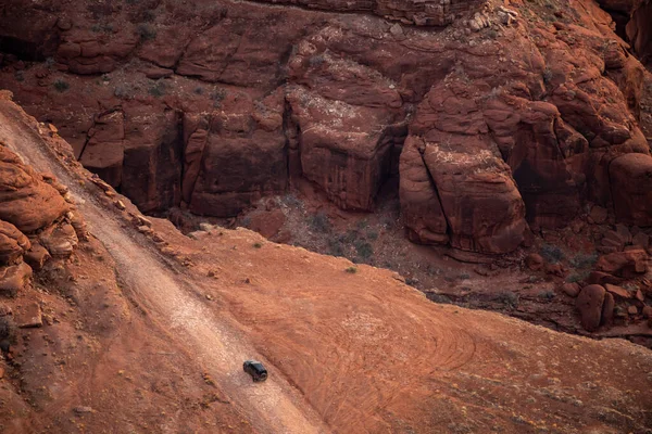 Naar Beneden Kijkend Een Voertuig Post Ash Road Canyonlands National — Stockfoto