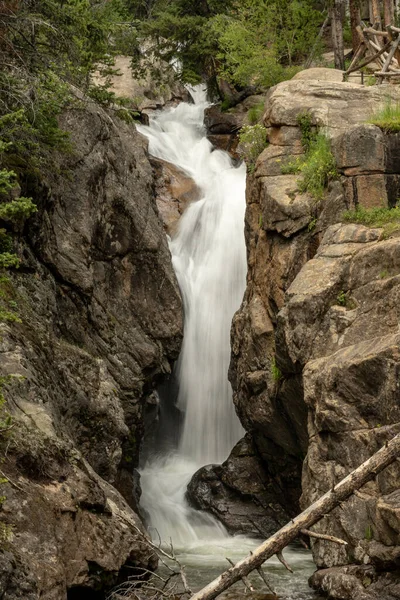 Chasm Falls Rushes Canyon Rocky Mountain National Park — Stock Photo, Image