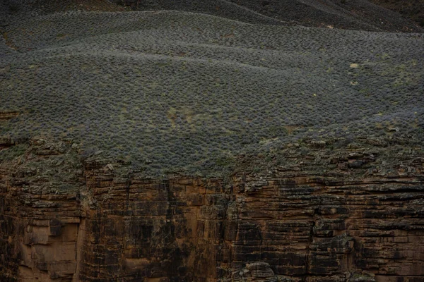 Des Collines Couvertes Sauge Tombent Une Falaise Dans Grand Canyon — Photo