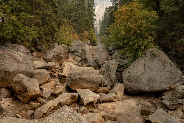 Vista Seca Rio Merced Início Queda Parque Nacional Yosemite — Fotografia de Stock