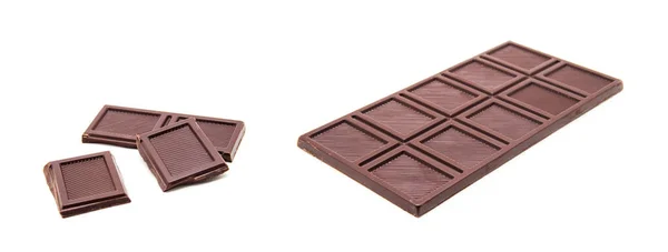 Barra Chocolate Negro Aislada Sobre Fondo Blanco — Foto de Stock