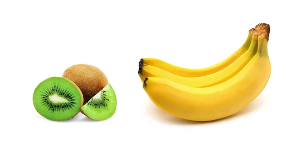 Bananas Kiwi Fruit White Background — Stock Photo, Image