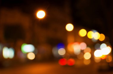 Gece şehrinin soyut mavi ışıkları