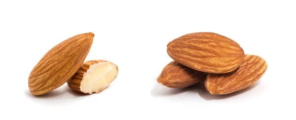 Group Almonds Isolated White — Stock Photo, Image