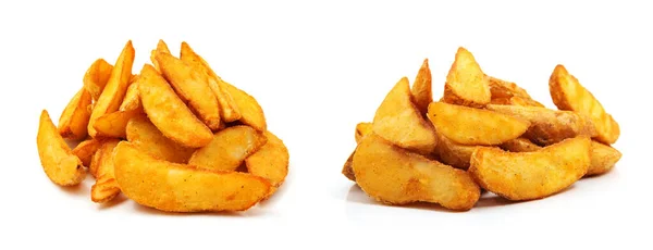 Bratkartoffelkeile Fast Food Isoliert Auf Weiß — Stockfoto