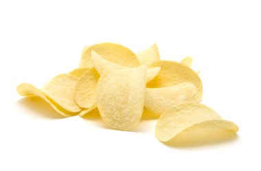 Patates cipsi izole edilmiş beyaz arkaplan.
