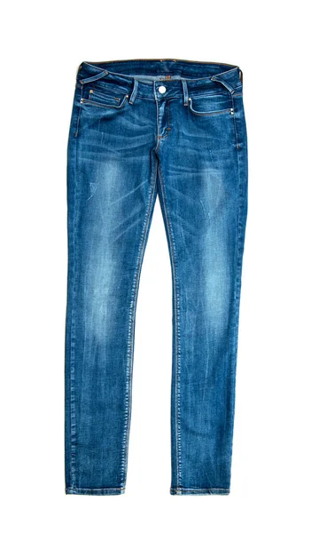 Blauwe Jeans Geïsoleerd Wit — Stockfoto