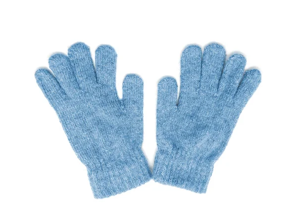 Μάλλινα Μπλε Γάντια Λευκό Φόντο — Φωτογραφία Αρχείου