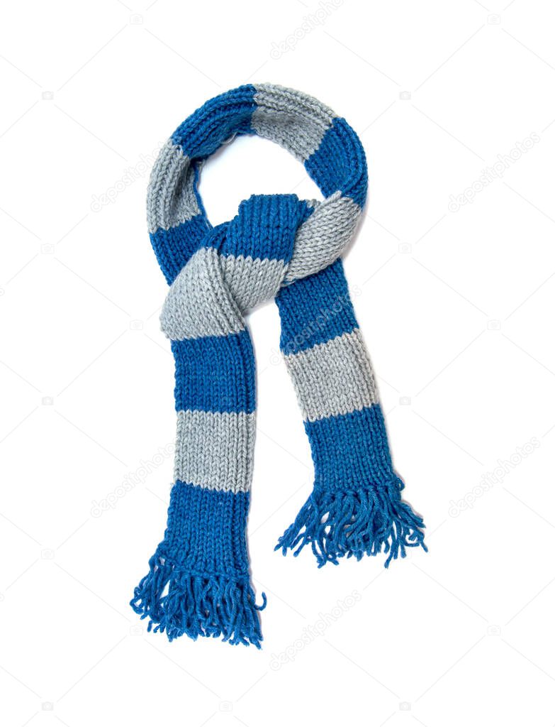 Knitted scarf on a white background.