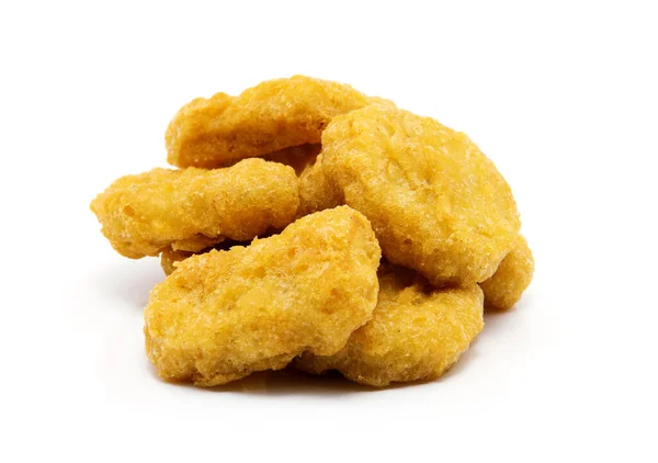 Gebratene Chicken Nuggets Isoliert Auf Weiß — Stockfoto