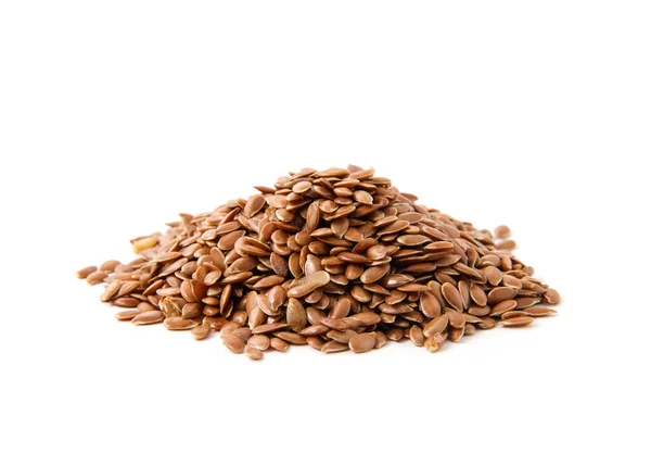 Flax Seeds Heap Isolated White — Stock Photo, Image