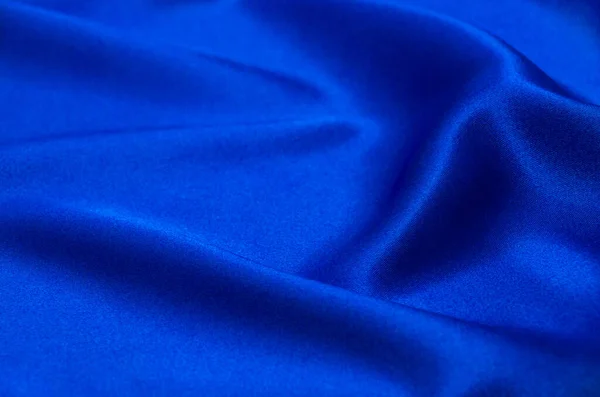 Tkanina Niebieska Satyna Tekstura Tle — Zdjęcie stockowe