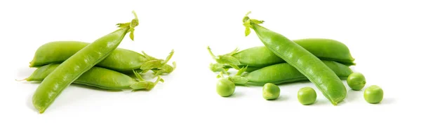 Fresh Green Peas Isolated White Background — Stock Photo, Image