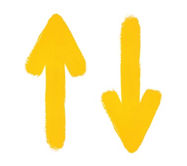 Beyaz arkaplanda suluboya ok sarısı