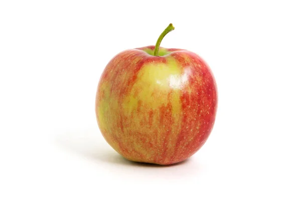 Rött Äpple Vit Bakgrund — Stockfoto