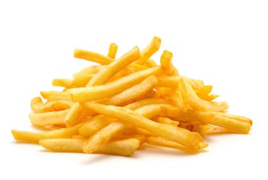 İzole edilmiş beyaz arkaplanda patates kızartması