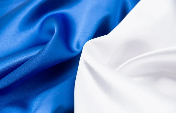 Bílá Modrá Saténová Tkanina Pro Pozadí — Stock fotografie