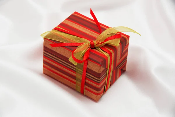 Gift Box White Background Satin — Stock Photo, Image