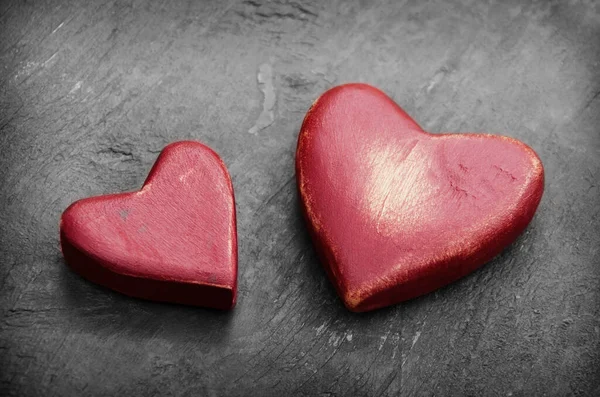 Two Retro Red Hearts — Stock Photo, Image