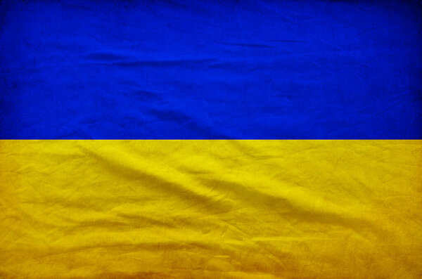 Ukraine flag with fabric texture