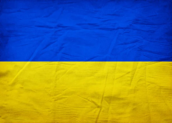 Ukraine Flagge Mit Stoffstruktur — Stockfoto