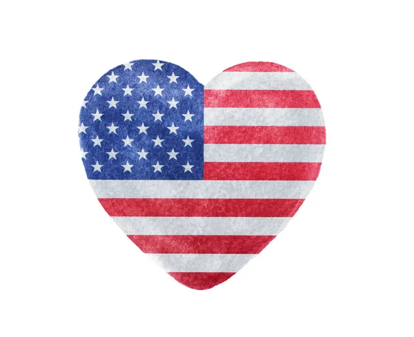 Amerikaanse Vlag Hartvorm Met Grunge Textuur — Stockfoto