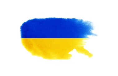 Ukrayna bayrak fırçası konsepti. Ukrayna grunge tarzı pankart arkaplanı bayrağı.