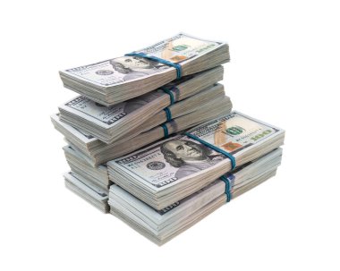 Dolar desteleri beyaz arkaplanda izole.