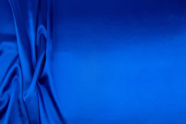 Tessuto Raso Seta Blu Come Sfondo — Foto Stock