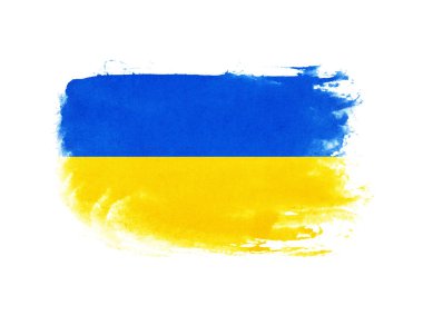 Ukrayna bayrak fırçası konsepti. Ukrayna grunge tarzı pankart arkaplanı bayrağı.