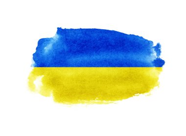 Ukrayna bayrak fırçası konsepti. Ukrayna grunge tarzı pankart arkaplanı bayrağı.