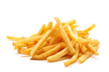 İzole edilmiş beyaz arkaplanda patates kızartması