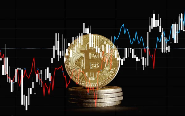 Tendencia Del Mercado Bull Criptomoneda Bitcoin Stock Growth Gráfico Muestra — Foto de Stock
