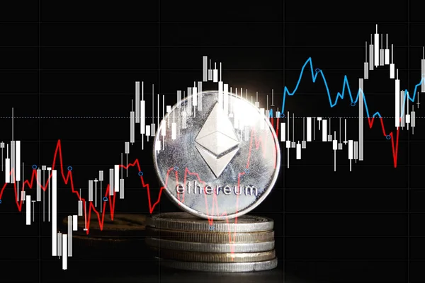 Trends Bull Markt Cryptogeld Bitcoin Stock Groei Grafiek Toont Een — Stockfoto