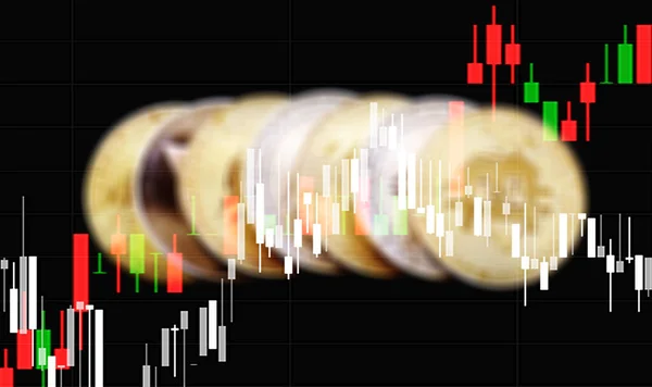 Bullenmarkttrend Kryptowährung Wachstum Der Bitcoin Aktien Grafik Zeigt Einen Starken — Stockfoto