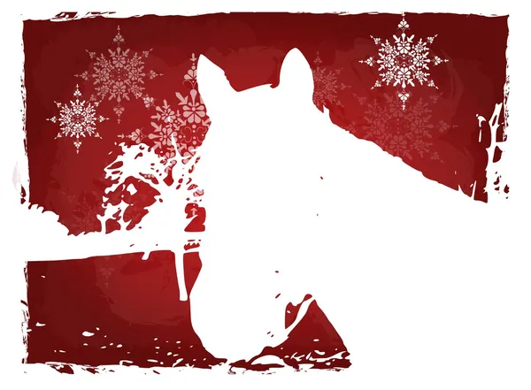 Κόκκινο άλογο Χριστουγεννιάτικη κάρτα — Φωτογραφία Αρχείου