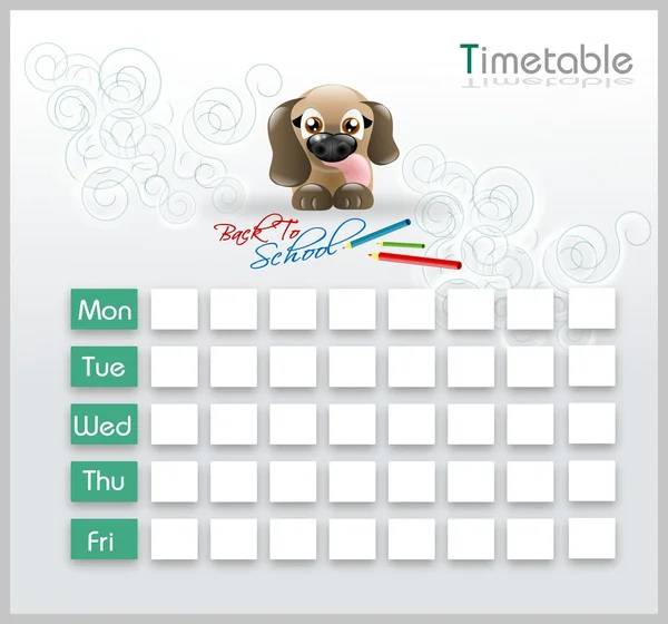 Timetable with cute puppy — Stock Photo, Image