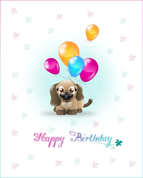 Feliz cumpleaños perro con globos —  Fotos de Stock