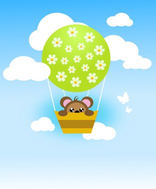 sevimli hayvan ile uçan balon