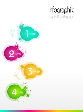 Infographic daireler çiçek süslemeli