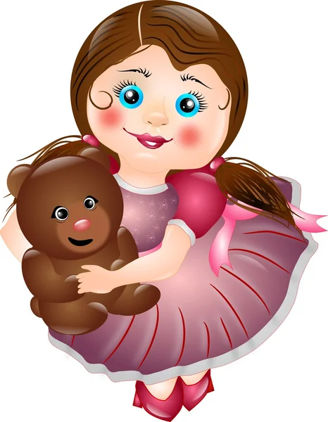 Small girl with her teddy bear — Stock Photo, Image