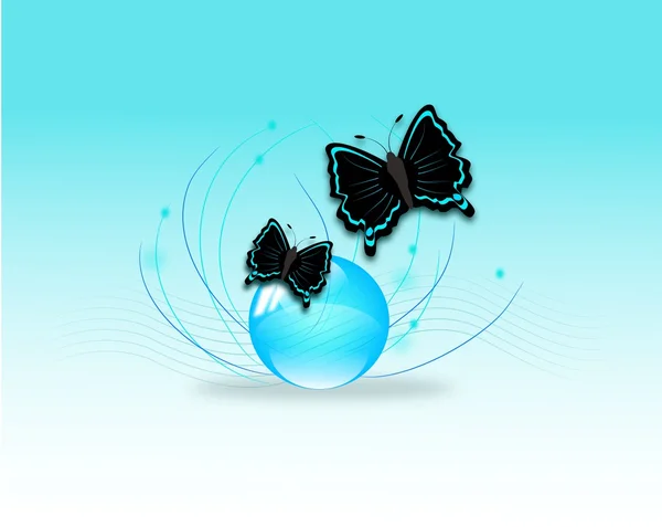 Две бабочки на стеклянном шаре — стоковое фото
