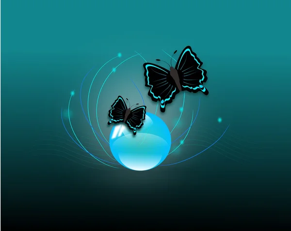 Butteflies na tmavě modrá — Stock fotografie