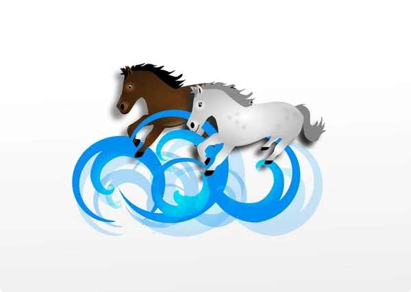 Paarden op golven — Stockfoto