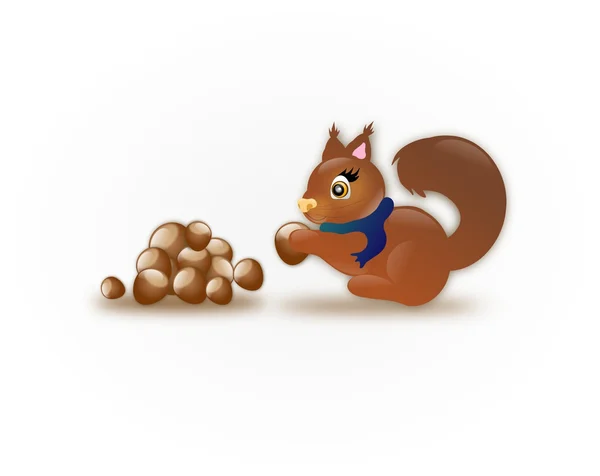 Squirrel with nuts — Stock Photo, Image