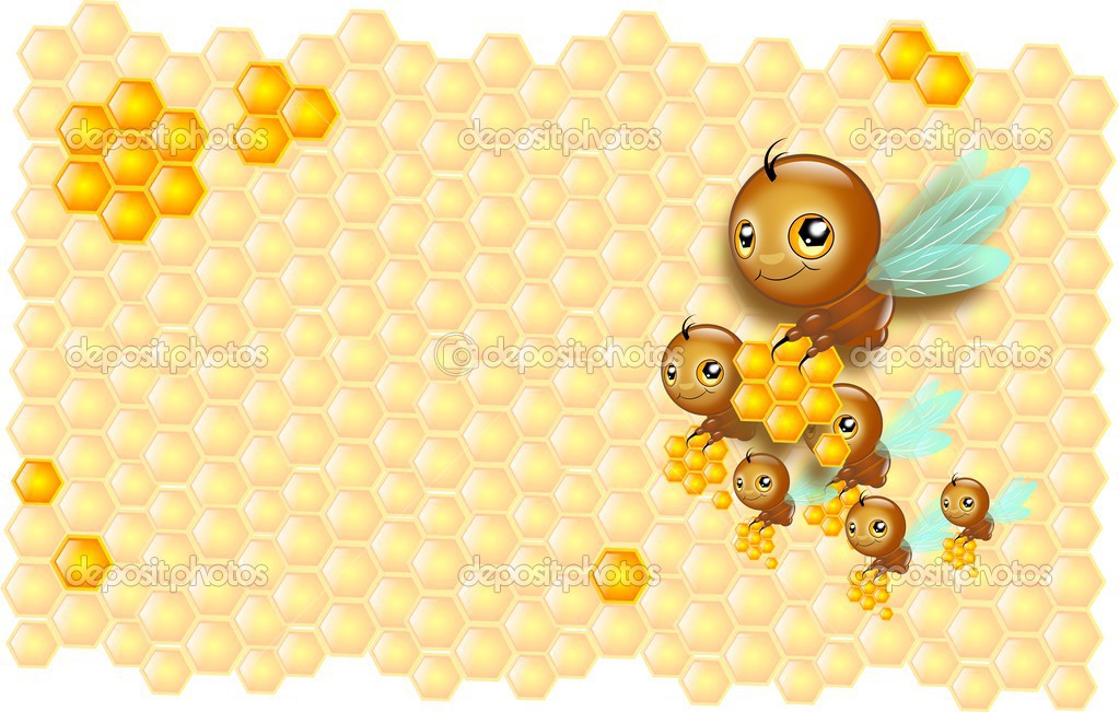 Small bees carrying honey