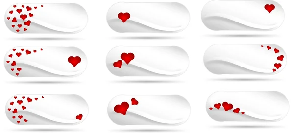 Кнопки с красными сердцами — стоковое фото