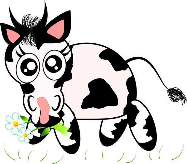Cute cow eating grass — Stock Photo, Image