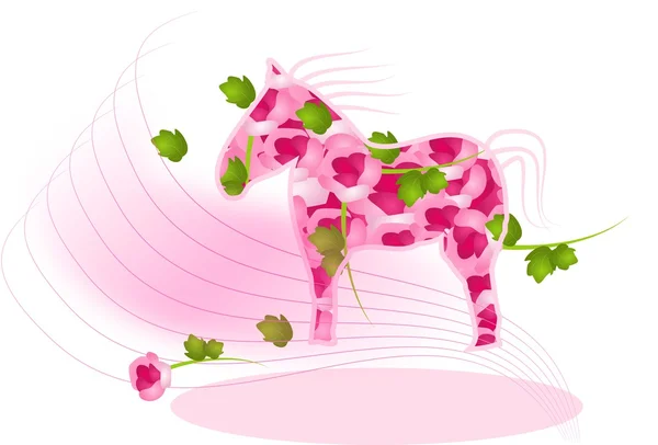 Rosa cavallo con decorazione di sfondo — Foto Stock